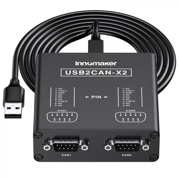 디바이스마트,MCU보드/전자키트 > 통신/네트워크 > CAN통신,Innomaker,USB2CAN-X2 Module,듀얼 채널 USB to CAN 변환기 / Raspberry Pi, Jetson Nano, Tinker Board 및 모든 SBC, 데스크탑, 노트북 호환 / Windows, Mac OS, Linux, Raspbian, Ubuntu 지원 / 플러그 앤 플레이, 외부 전원 불필요 / CAN baud rate 20Kbps~1Mbps 프로그래밍 가능 / CAN bus 2.0A 및 2.0B 지원 / 3000VDC 전압 절연 및 15kV ESD 보호 / C/Pyt