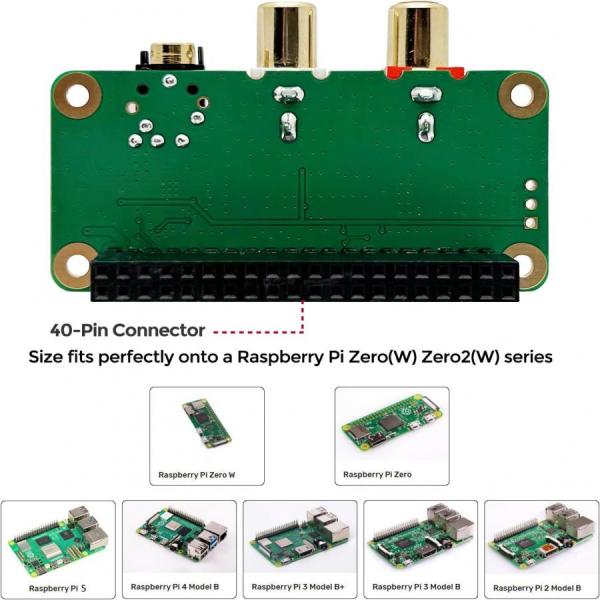 디바이스마트,오픈소스/코딩교육 > 라즈베리파이 > 라즈베리파이 확장보드/HAT,Innomaker,RPI HIFI-DAC-MINI,Raspberry Pi Zero/Zero 2/Zero 2W/Pi4/Pi5 호환 / TI PCM5122 DAC, 샘플링 주파수 최대 384KHz/32비트 / 2x RCA 및 3.5mm 오디오 출력 / SNR 112dB, THD+N -78dB / 2.1Vrms 풀 스케일 출력 / 자동 구성용 통합 EEPROM / 저잡음 전압 레귤레이터 / I2S 신호에 따른 자동 주파수 전환