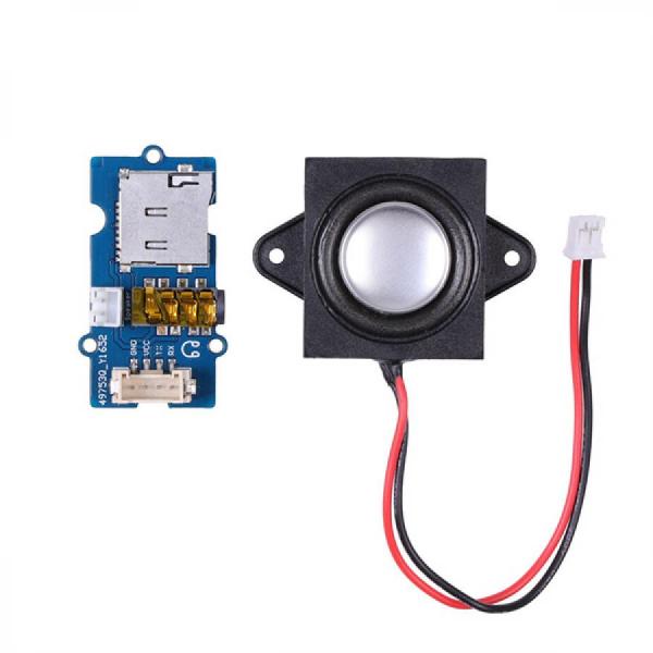 디바이스마트,MCU보드/전자키트 > 음악/앰프/녹음 > MP3/음악재생,Seeedstudio,Grove - MP3 Module V4.0 (WT2605X) [107020129],고품질 WT2605CX 오디오 칩 기반 / MP3, WAV, WMA 포맷 지원 / 최대 32GB SD 카드 저장 / 다양한 샘플링 속도 (8~48kHz) / 5V 전원, 최대 100mA 출력 / AT 통신 인터페이스로 명령 제어 가능 / Grove 및 3.5mm 오디오 잭 지원