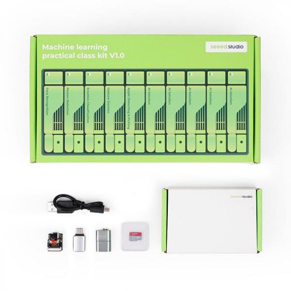 디바이스마트,오픈소스/코딩교육 > 파이썬/IoT 개발 보드 > Seeedstudio XIAO > XIAO 키트/액세서리,Seeedstudio,Seeed Studio XIAO Machine Learning Practical Class Kit [110992064],10개 XIAO ESP32S3 Sense 보드 포함 / Xtensa LX7 듀얼 코어 32비트 프로세서, 최대 240MHz / 2.4GHz Wi-Fi 및 Bluetooth 5.0 지원 / 8M PSRAM 및 8MB 플래시 메모리 / 온보드 SD 카드 슬롯, 32GB FAT 지원 / 다양한 인터페이스: UART, IIC, SPI, GPIO 등 / 실습 교육 및 대화형 데모 제공 / 작고 견고한 디자인, -40°C ~ 65°C 작동 온도 / 32GB 마이크