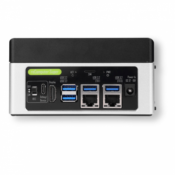 디바이스마트,MCU보드/전자키트 > 인공지능/임베디드/산업용 > 인공지능/머신러닝 > 인공지능 개발보드/모듈/키트,Seeedstudio,reComputer Super J4011 - Advanced Edge AI Computer with NVIDIA Jetson Orin NX 8GB [114110313],NVIDIA Jetson Orin NX 8GB 플랫폼 기반 지능형 엣지 AI 시스템 / 최대 117 TOPS 성능(Super Mode) / 작동 가능 온도 : -20°C - 65°C / 빠른 개발 및 생산을 위해 설계된 시스템 / 와이파이, 블루투스, LTE 무선 통신 및 이더넷 지원 / 로보틱스를 위한 비디오 분석, 다중 모드 인식 가능