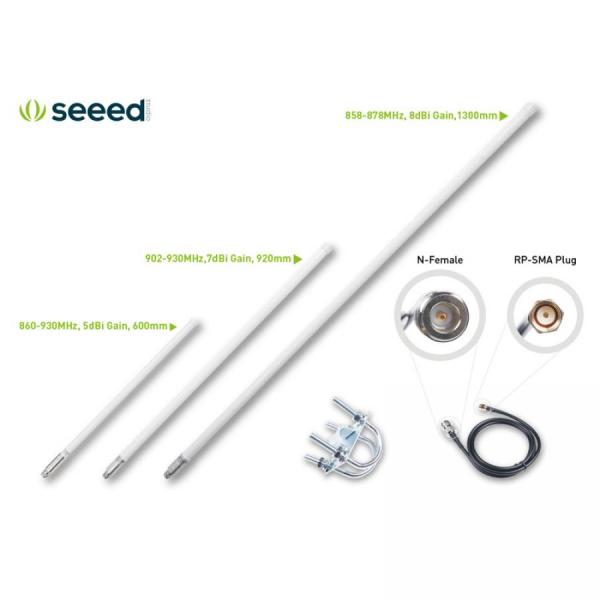 디바이스마트,MCU보드/전자키트 > 통신/네트워크 > 안테나 > 실외용 안테나,Seeedstudio,Fiberglass Antenna, 900-930MHz, 7dBi, 920mm [318020613],주파수900-930MHz / 이득7dBi / 길이92cm / 임피던스50옴 / 커넥터NJ듀얼 / 케이블1m / 재질FRP / 색상화이트 / 작동온도-30~65 / 방사패턴전방향 / 전력2W