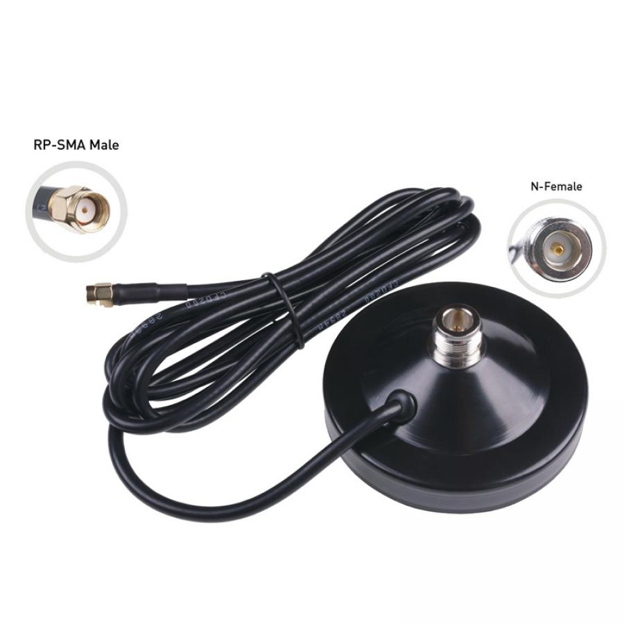 Fiberglass Antenna Magnetic Base; N Female to RP-SMA male - CFD200 2m Cable - Black [321990855]