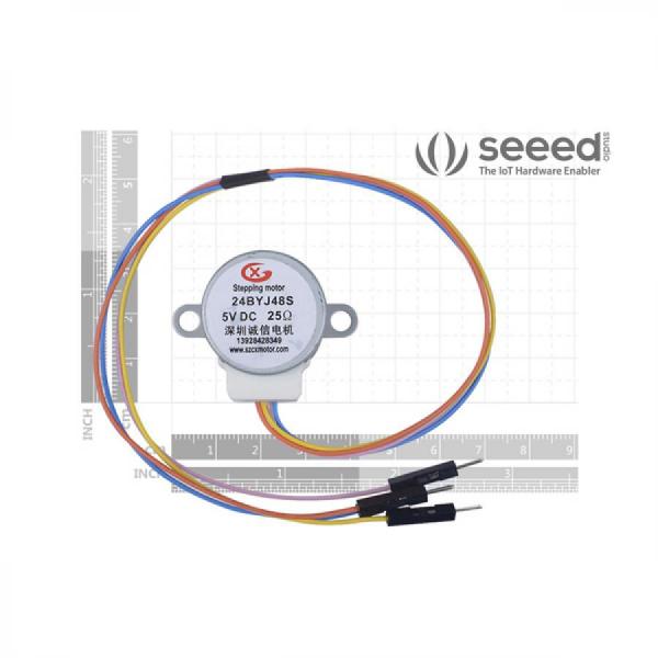 디바이스마트,기계/제어/로봇/모터 > 모터류 > 스텝모터 > 2상 유니폴라 스텝모터,Seeedstudio,Small Size and High Torque Stepper Motor - 24BYJ48 [108990003],모델24BYJ48 / 전압5VDC / 기어비1 / 32 / 스텝각5.625 / 32 / 저항25옴 / 공회전주파수800Hz / 유휴주파수800Hz / 견인토크39.2mN·m / 무게35g / 절연A / 소음40dB이하 / 조향CCW