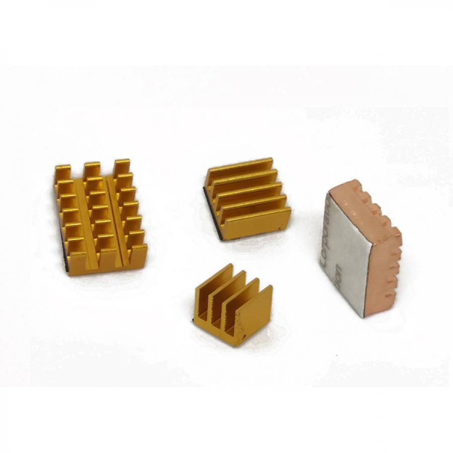 Heat Sink Kit for Raspberry Pi 4B - Gold Aluminum and Copper Blocks [110991329]