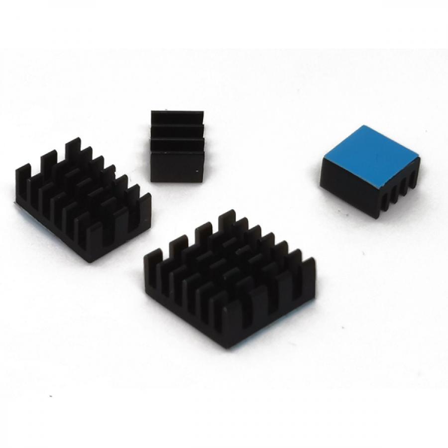 Heat Sink Kit for Raspberry Pi 4B - Black Aluminum [110991328]