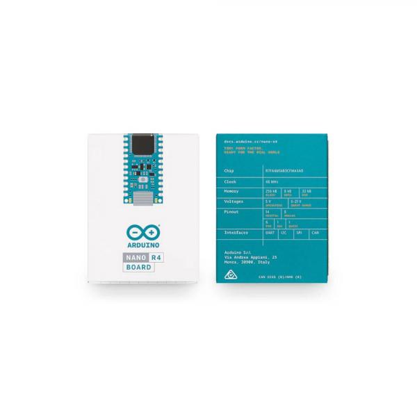 디바이스마트,오픈소스/코딩교육 > 아두이노 > 아두이노 정품 보드/쉴드/키트,아두이노,Arduino Nano R4,ABX00142 / 친숙한 Nano 폼팩터의 강력한 32비트 업그레이드 / 아두이노 우노 R4와 동일한 MCU - Renesas RA4M1 (Arm® Cortex®-M4) 프로세서 탑재 / Qwiic 커넥터 내장으로 센서 간편 연결 / CAN Bus, 12-bit DAC, OP-Amp 등 전문가용 페리페럴 추가 / 프로그래밍 가능한 RGB LED로 직관적인 상태 표시