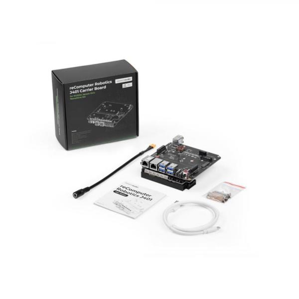 디바이스마트,MCU보드/전자키트 > 인공지능/임베디드/산업용 > 인공지능/머신러닝 > 인공지능 확장보드/액세서리,Seeedstudio,Jetson Orin Nano/Orin NX용 reComputer Robotics J401 Carrier Board [114110327],NVIDIA 젯슨 Orin NX/Nano 모듈용 로보틱스 특화 캐리어보드 / DC 12V 전원 입력 / 2개의 서보 및 2개의 DC 모터 제어용 전용 포트 내장 / 로봇 센서 연결을 위한 CAN, I2C, SPI 등 다양한 I/O 제공 / 활용: 자율이동로봇(AMR), 서비스 로봇, AI 기반 로봇 제작