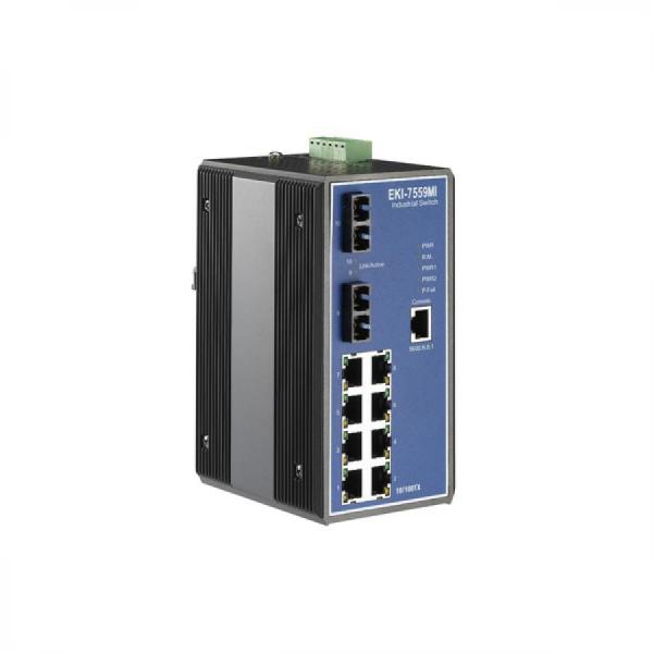 디바이스마트,MCU보드/전자키트 > 통신/네트워크 > 이더넷/PoE(Power over Ethernet),어드밴텍,EKI-7559MI-AE, 8+2 100FX 포트 M.M. 매니지드 스위치(높은 온도 가용 범위),2 x SC타입 FIBER 포트 , Plus 8 패스트 이더넷 포트 / 듀얼 12 ~ 48 VDC 파워 인풋 , 1 릴레이 아웃풋