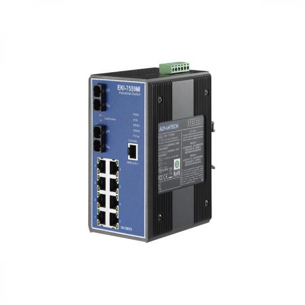 디바이스마트,MCU보드/전자키트 > 통신/네트워크 > 이더넷/PoE(Power over Ethernet),어드밴텍,EKI-7559MI-AE, 8+2 100FX 포트 M.M. 매니지드 스위치(높은 온도 가용 범위),2 x SC타입 FIBER 포트 , Plus 8 패스트 이더넷 포트 / 듀얼 12 ~ 48 VDC 파워 인풋 , 1 릴레이 아웃풋