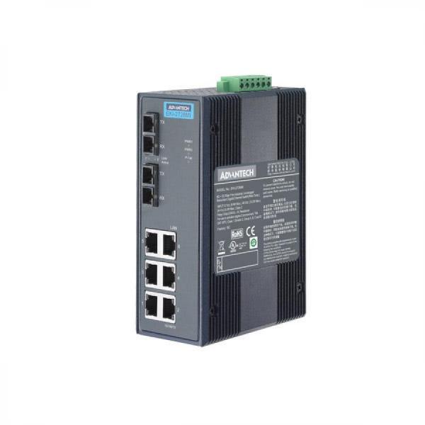 디바이스마트,MCU보드/전자키트 > 통신/네트워크 > 이더넷/PoE(Power over Ethernet),어드밴텍,EKI-2728MI-BE, 6Gx+2 멀티모드 비관리형 이더넷 스위치,6 개의 기가비트 이더넷 포트(자동 협상 지원) 및 2 개의 기가비트 광섬유 포트 / 최대 9k 바이트까지의 점보 프레임 전송 지원