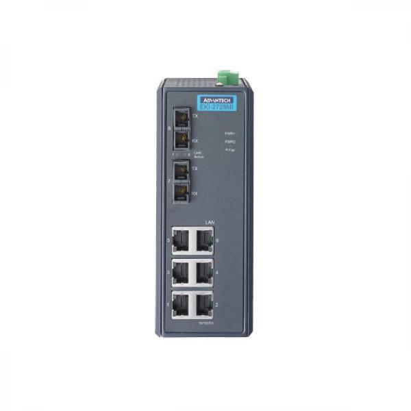 디바이스마트,MCU보드/전자키트 > 통신/네트워크 > 이더넷/PoE(Power over Ethernet),어드밴텍,EKI-2728MI-BE, 6Gx+2 멀티모드 비관리형 이더넷 스위치,6 개의 기가비트 이더넷 포트(자동 협상 지원) 및 2 개의 기가비트 광섬유 포트 / 최대 9k 바이트까지의 점보 프레임 전송 지원