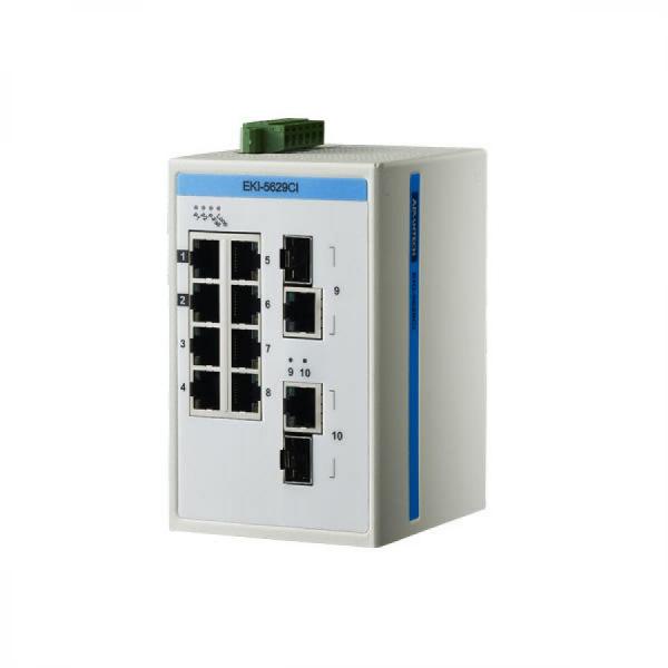 디바이스마트,MCU보드/전자키트 > 통신/네트워크 > 이더넷/PoE(Power over Ethernet),어드밴텍,EKI-5629CI-AE (8FE+2G 콤보 언매니지드 이더넷 스위치, ATEX/C1D2, -40~75℃),Modbus/TCP를 통해 SCADA 소프트웨어와 통신 가능 / SNMP를 통해 NMS(네트워크 관리 시스템)와 통신 가능