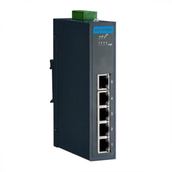 디바이스마트,MCU보드/전자키트 > 통신/네트워크 > 이더넷/PoE(Power over Ethernet),어드밴텍,EKI-2705G-1GPI-A (4GE PoE + 1GE 비관리형 산업용 스위치 w/Wide 온도),10/100/1000 Mbps 자동 협상 지원 / 최대 9 kbytes까지의 점보 프레임 전송 지원