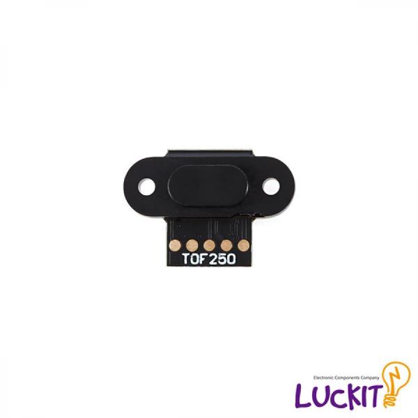 디바이스마트,MCU보드/전자키트 > 센서모듈 > 라이다/거리/초음파/라인 > 거리/근접센서,럭킷,TOF250 레이저 거리 측정 센서 모듈 2.5M,작동 전압 : DC 3.3~5V / 소비 전류 : 10mA / 측정 거리 : 최대 2.5M / FOV : 25도