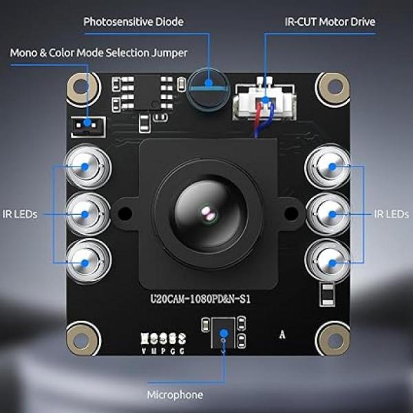 디바이스마트,MCU보드/전자키트 > 카메라/비디오 > 일반카메라,Innomaker,USB U20CAM 1080P UVC,1080P 30fps UVC 카메라 보드 / Day & Night 자동 IR-Cut 전환 / MEMS 마이크 내장 / USB 2.0 플러그 앤 플레이 / Windows·Linux·Mac·Android·라즈베리파이·Jetson Nano 호환 / ESD·EMI 보호 설계 / 저조도 환경 최적화 / 컴팩트 사이즈 모듈형 보드