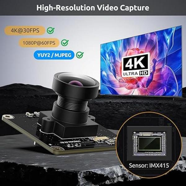 디바이스마트,MCU보드/전자키트 > 카메라/비디오 > 일반카메라,Innomaker,USB U30CAM 4K UVC IMX415,Sony IMX415 4K 카메라 모듈 / 4K 30fps·1080P 60fps 고프레임 출력 / USB 3.0 UVC 지원 / Windows·Linux·Mac·Android·라즈베리파이·Jetson Nano 호환 / ARM·SBC 개발환경 최적 / 플러그앤플레이 고성능 영상 모듈
