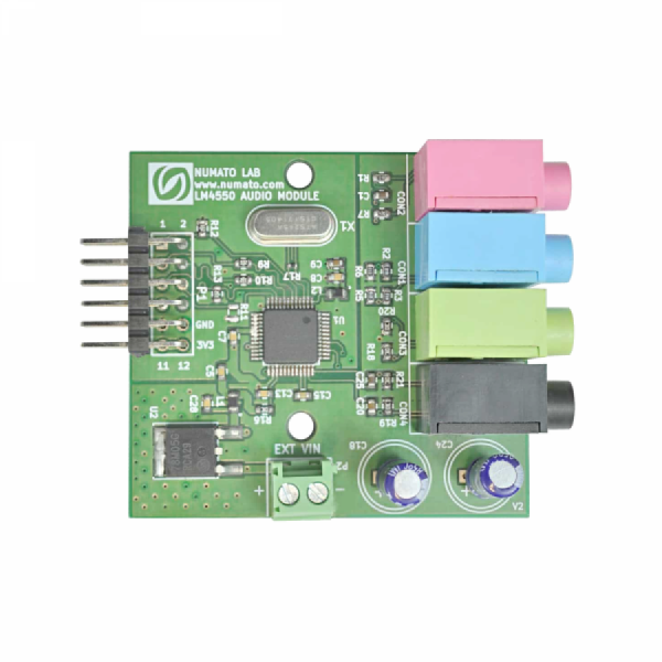 디바이스마트,MCU보드/전자키트 > 프로세서/개발보드 > FPGA,NumatoLab,LM4550 AC’97 Stereo Audio Codec Expansion Module [EXPAUD003],AC’97 스테레오 오디오 코덱 확장모듈 / AC’97 Rev2.1 호환 / 2×6핀 확장 커넥터 / 스테레오 입력·출력 지원