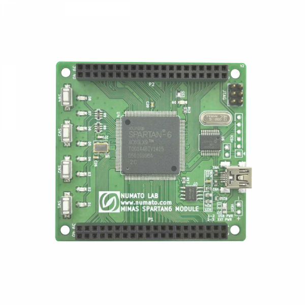 디바이스마트,MCU보드/전자키트 > 프로세서/개발보드 > FPGA,NumatoLab,Mimas – S6 FPGA Development Board [FPGA002],Spartan-6 XC6SLX9 FPGA 개발보드 / 온보드 DDR·SPI 플래시 / VGA·7세그·스위치·버튼 내장 / USB 프로그래밍 지원