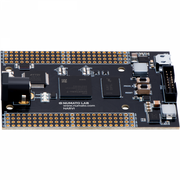 디바이스마트,MCU보드/전자키트 > 프로세서/개발보드 > FPGA,NumatoLab,Narvi S7 FPGA Module(Female Header on Top) [NLFX1007-FT],Spartan-7 XC7S50 FPGA 모듈 / 2Gb DDR3·128Mb 플래시 / USB2.0 프로그래밍 / 130 IO 제공·여러 FPGA 모듈과 핀 호환