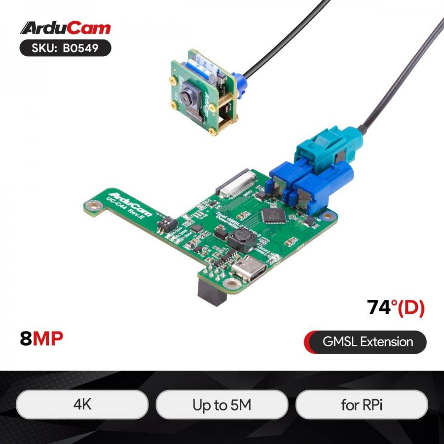 GMSL2 8MP Camera Extension Kit for Raspberry Pi [B0549]