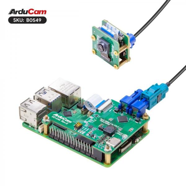 디바이스마트,오픈소스/코딩교육 > 라즈베리파이 > 라즈베리파이 카메라모듈/렌즈,ArduCAM,GMSL2 8MP Camera Extension Kit for Raspberry Pi [B0549],Sony IMX219 / 8MP GMSL2 고화질 카메라 모듈 / 해상도: 3280x2464 / 롤링 셔터 / 고정 초점(Stock 렌즈) / ADI SerDes 초저지연 전송 / 최대 15m 장거리 연결 / 단일 케이블(PoC) 방식