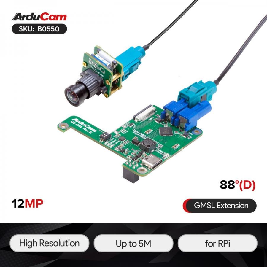 GMSL2 12MP Camera Extension Kit for Raspberry Pi [B0550]