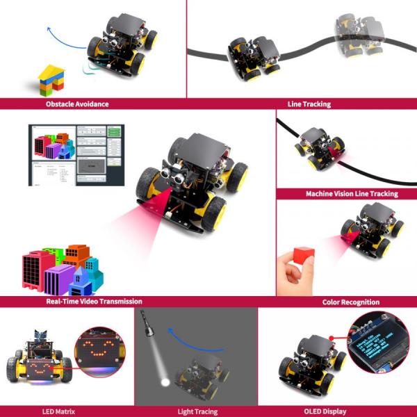 디바이스마트,오픈소스/코딩교육 > 라즈베리파이 > 라즈베리파이 교육용키트,Adeept,라즈베리파이 호환 4WD 스마트 자동차 키트 [ADR036-4WD-OrdinaryWheel],라즈베리 파이 5/4B/3B/3B+ 호환 / AI 기반 추적 로봇 키트 / 라인 트래킹, 라이트 트래킹, 장애물 회피 / STEM 교육, DIY 개발 / OpenCV 지원