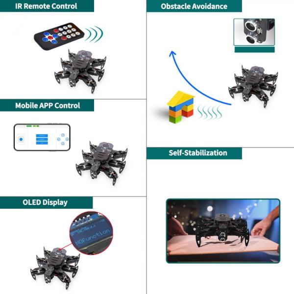 디바이스마트,오픈소스/코딩교육 > 아두이노 > 아두이노 교육용키트,Adeept,아두이노 호환 6족 거미 로봇 키트 [ADA033-Metal],바이오닉 로봇 키트 / 아두이노 프로그래밍 / OLED 디스플레이 내장 / WiFi/IR 리모컨, 파이썬/앱 지원, STEM 교육용