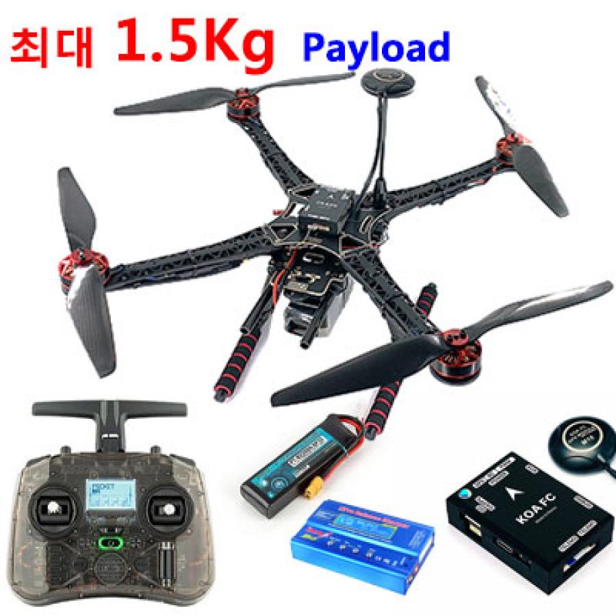 S500 교육/연구용 드론 헤비리프트 사양 + 국산 픽스호크 + GPS + 포켓 ELRS 디지털 양방향 조종기 포함 풀셋 (최대 1.5kg 페이로드)