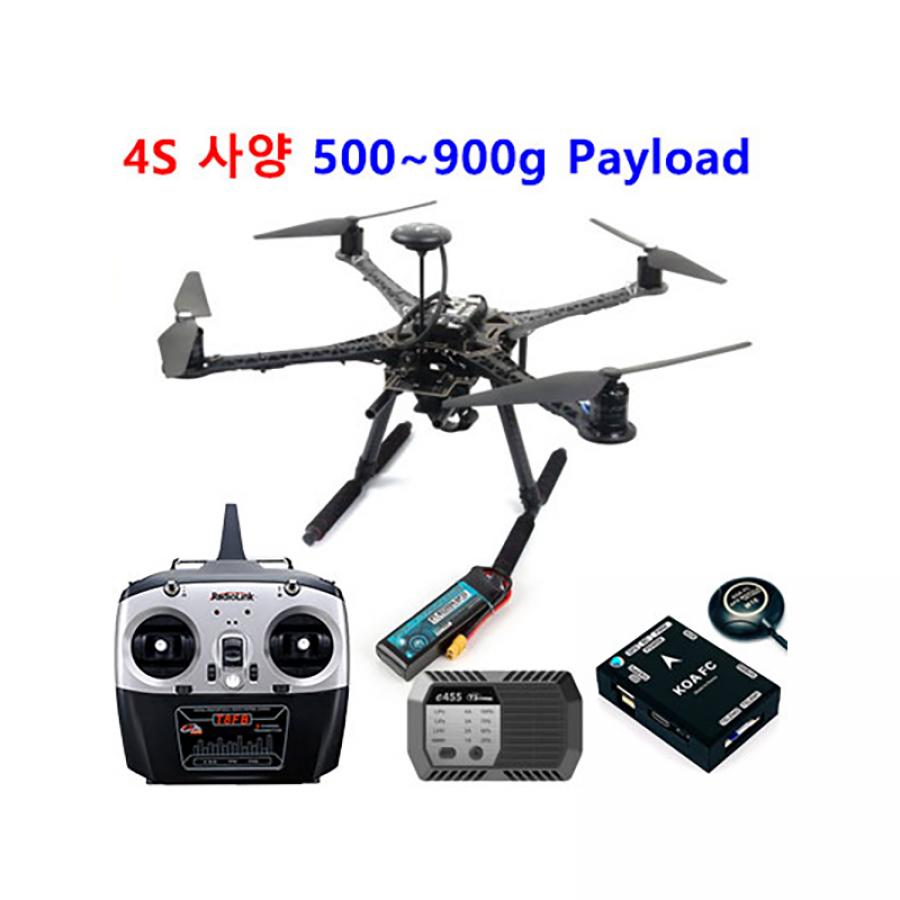 S500 교육/연구용 드론 4S 사양 + 국산 픽스호크 + GPS + T8FB 조종기 포함 풀셋 (최대 900g 페이로드)