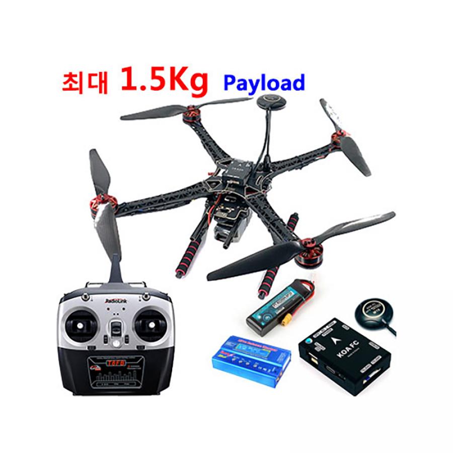 S500 교육/연구용 드론 헤비리프트 사양 + 국산 픽스호크 + GPS + T8FB 조종기 포함 풀셋 (최대 1.5kg 페이로드)