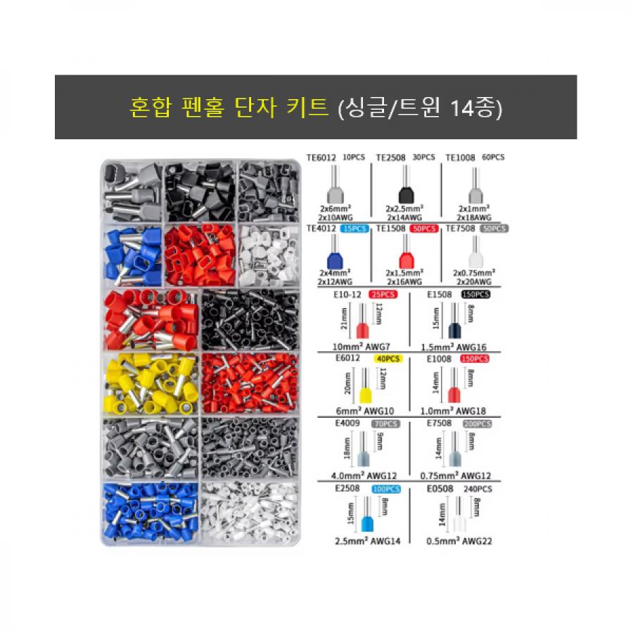 혼합 펜홀 단자 키트 (싱글/트윈 14종)