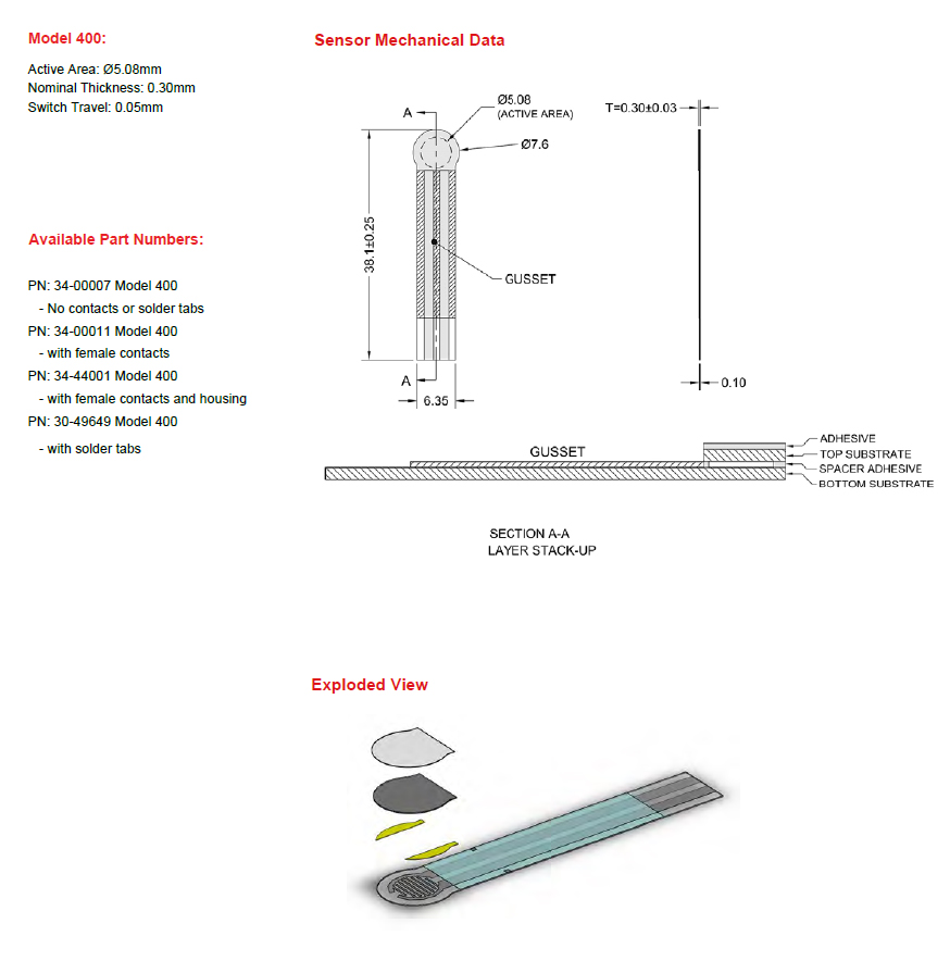 압력센서 FSR 400 Solder Tabs [30-49649] / 디바이스마트